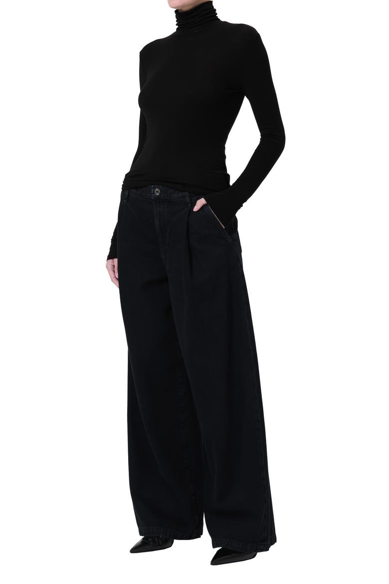 Pascale Rib Turtleneck Top, Alternate, color, BLACK