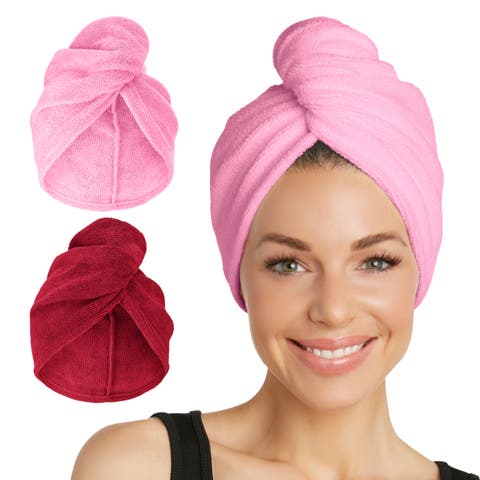 2 Pack Hair Towel Wraps for Straight, Wavy, Curly Hair