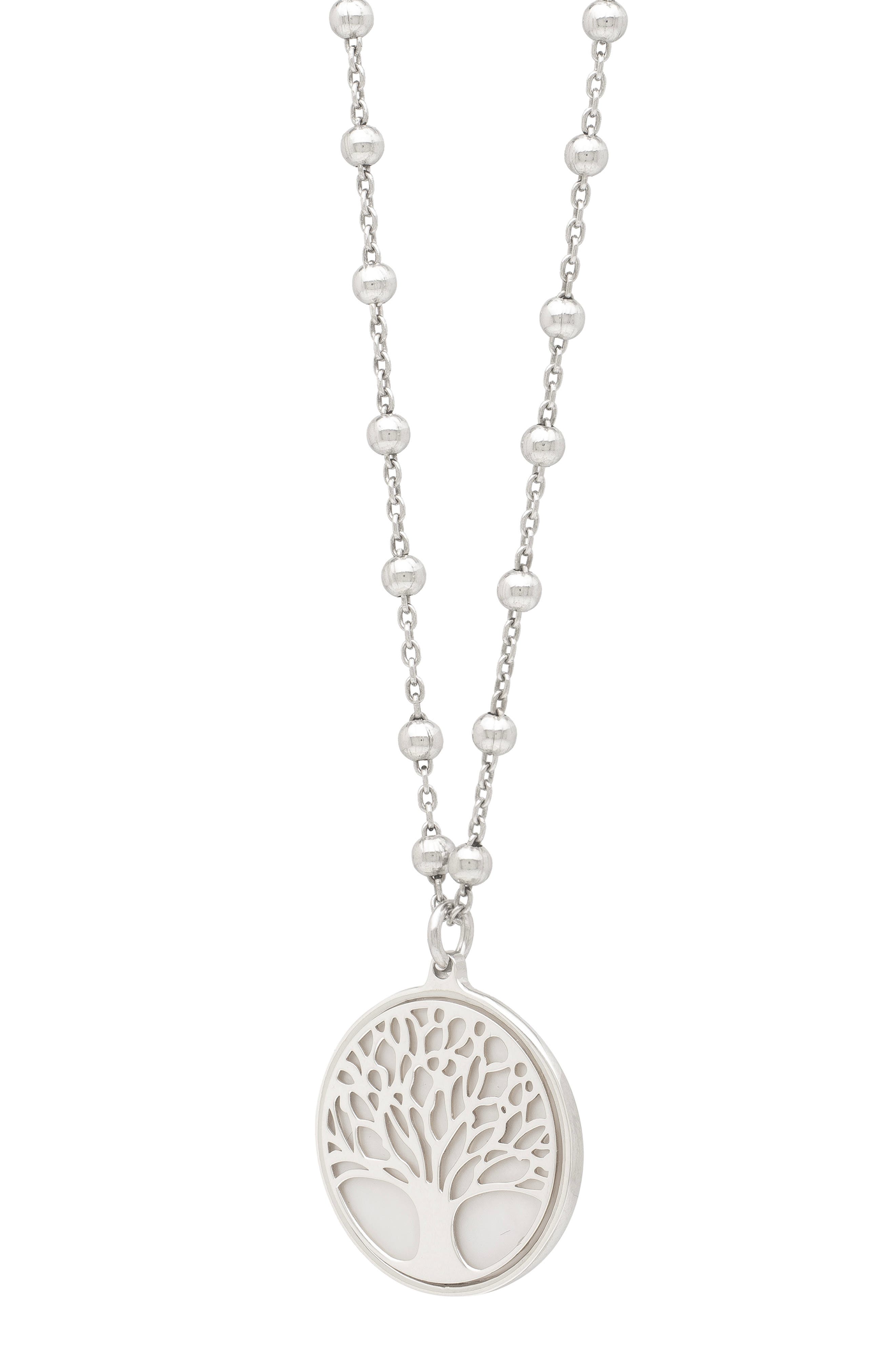KARAT RUSH Rhodium Plated Sterling Silver Tree of Life Pendant Necklace
