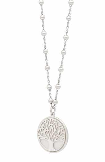 KARAT RUSH Rhodium Plated Sterling Silver Tree of Life Pendant Necklace