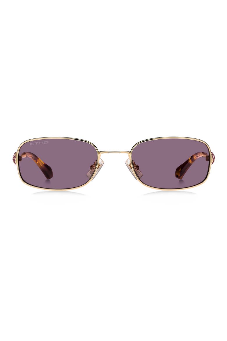 52mm Rectangular Sunglasses, Main, color, ROSE GOLD/ VIOLET