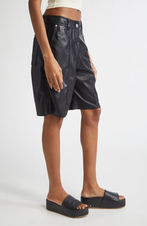 Stand Studio Julieta High Waist Faux Leather Bermuda Shorts In Black