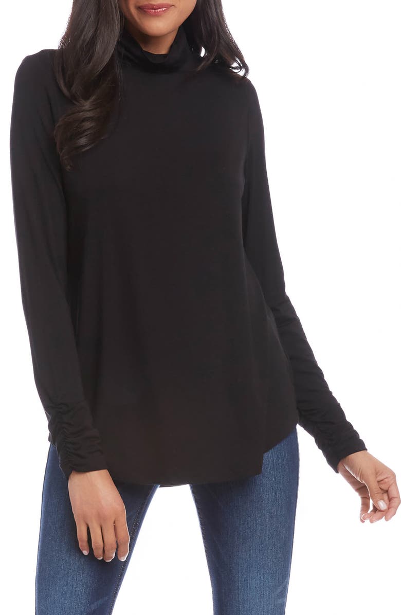 Karen Kane Shirred Sleeve Turtleneck Top, Main, color, 