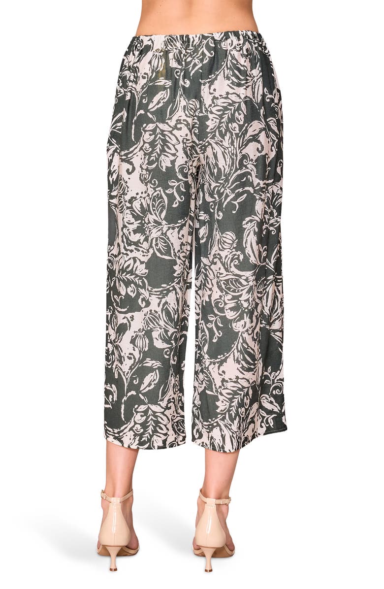 MELLODAY Print Crop Pull-On Wide Leg Pants, Alternate, color, Olive Ivory