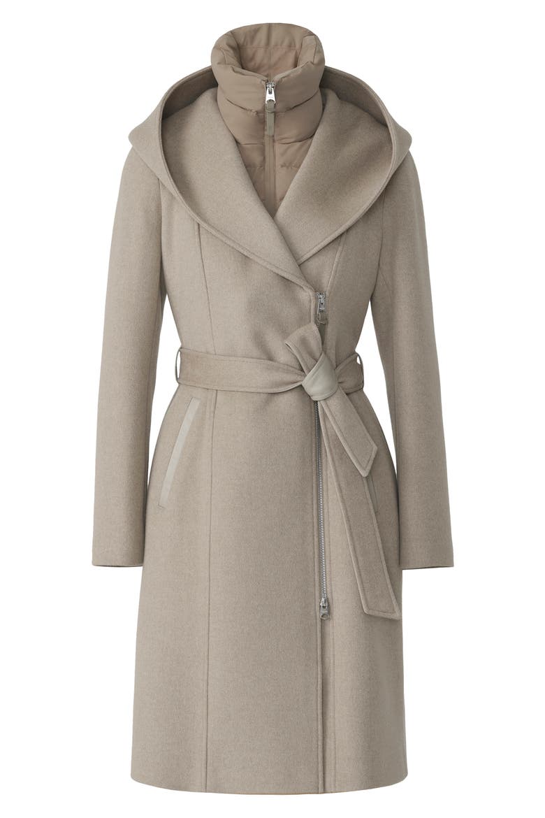 Shia Hooded Wool Coat, Alternate, color, TAUPE