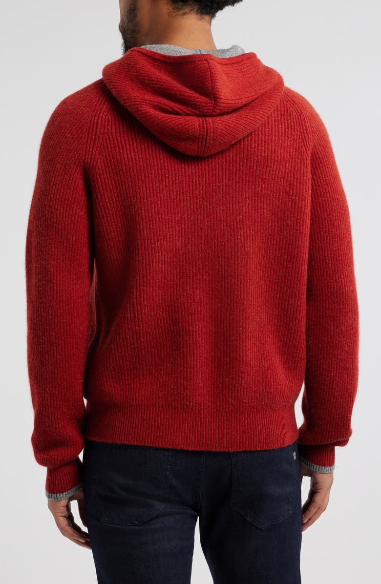 Lorenzo Uomo Ribbed Wool & Cashmere Hoodie, Alternate, color, 