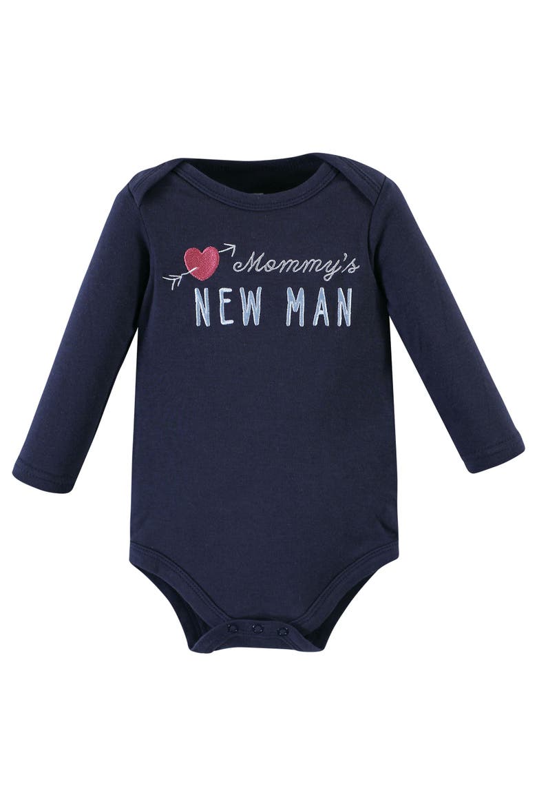 Soft Cotton Long-Sleeve Infant Bodysuit Bundle, Alternate, color, Mommys New Man