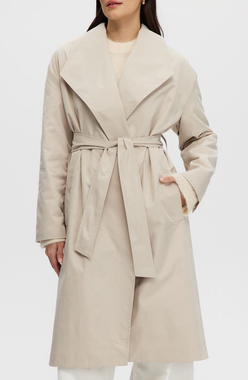 Noize Rose Tie Waist Trench Coat In Light Sand