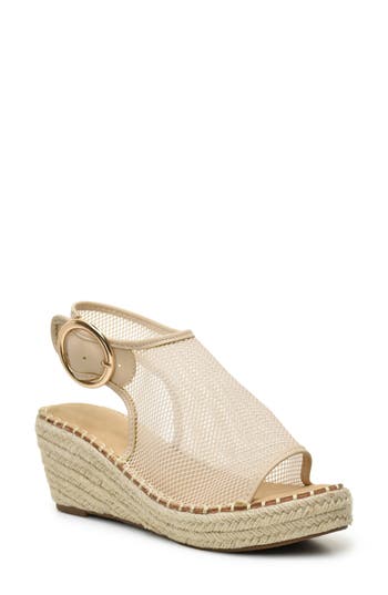 Catherine Catherine Malandrino Keith Platform Wedge Mesh Sandal In Natural