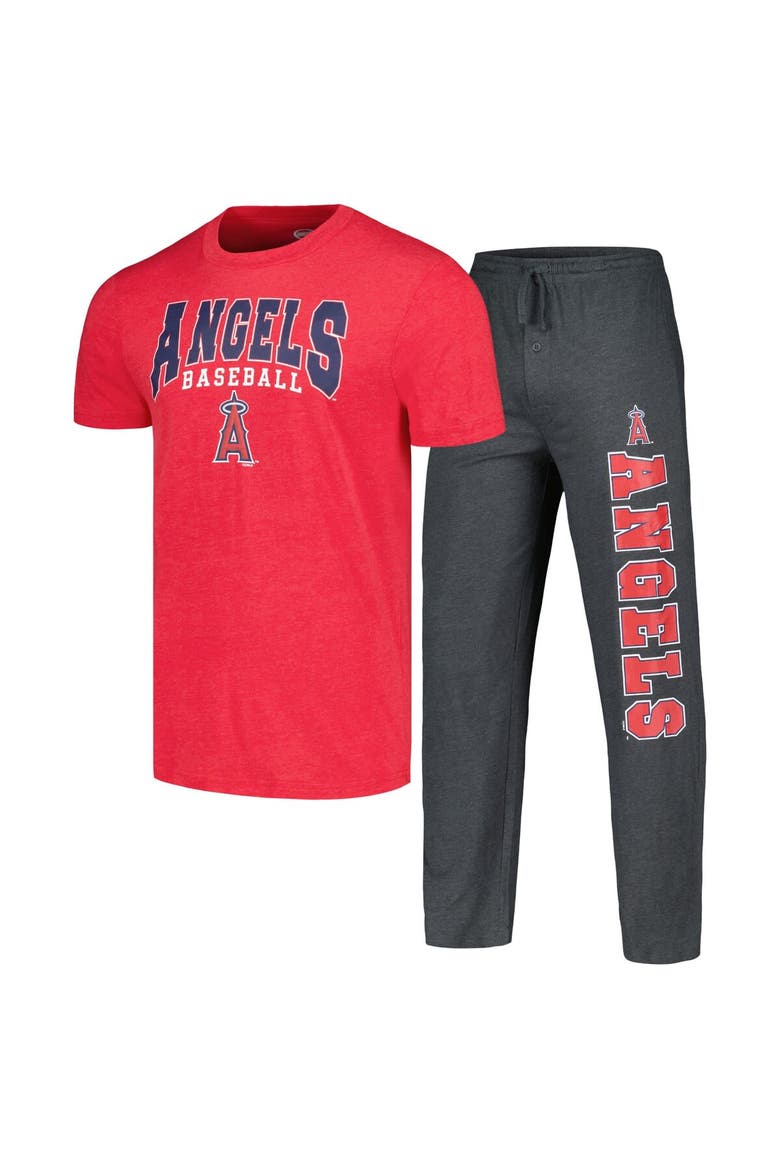 Men's Concepts Sport Charcoal/Red Los Angeles Angels Meter T-Shirt & Pants Sleep Set, Main, color, Charcoal