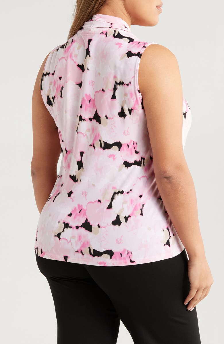 Anne Klein Blurred Floral Print Triple Pleat Sleeveless Top, Alternate, color,