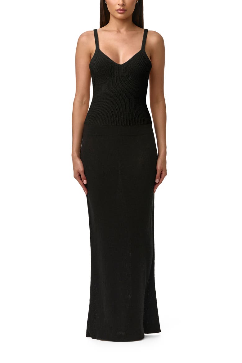 Knit Maxi Skirt, Alternate, color, BLACK