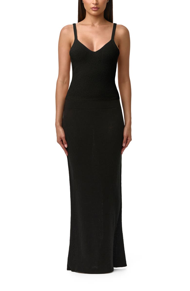 Naked Wardrobe Knit Maxi Skirt, Alternate, color, Black