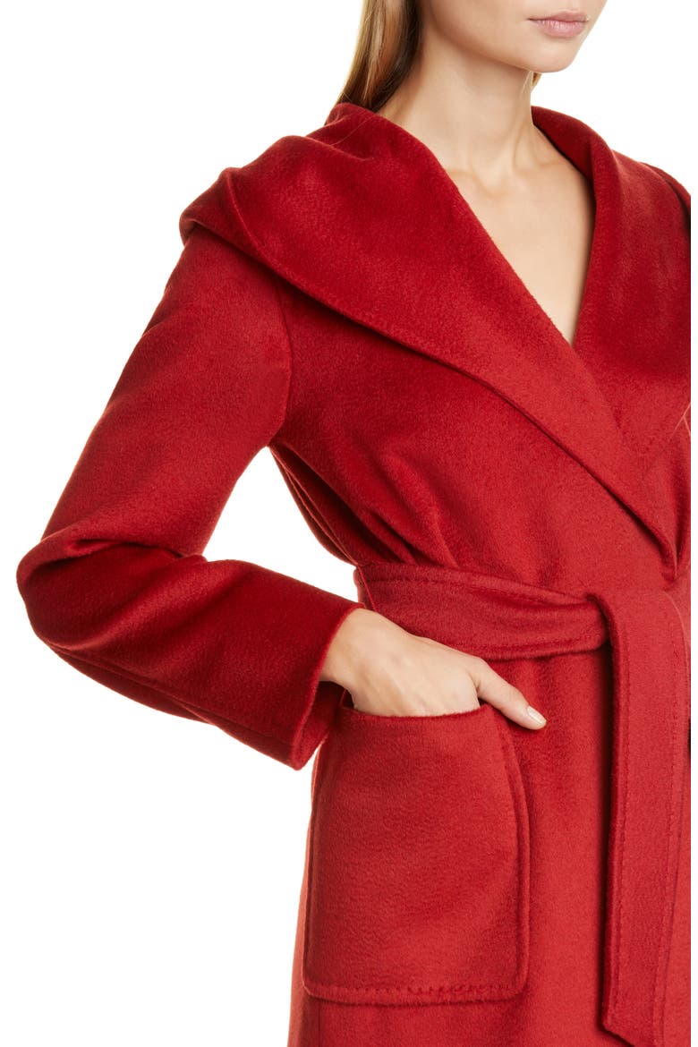 Rialto Hooded Camel Hair Coat, Alternate, color, RED