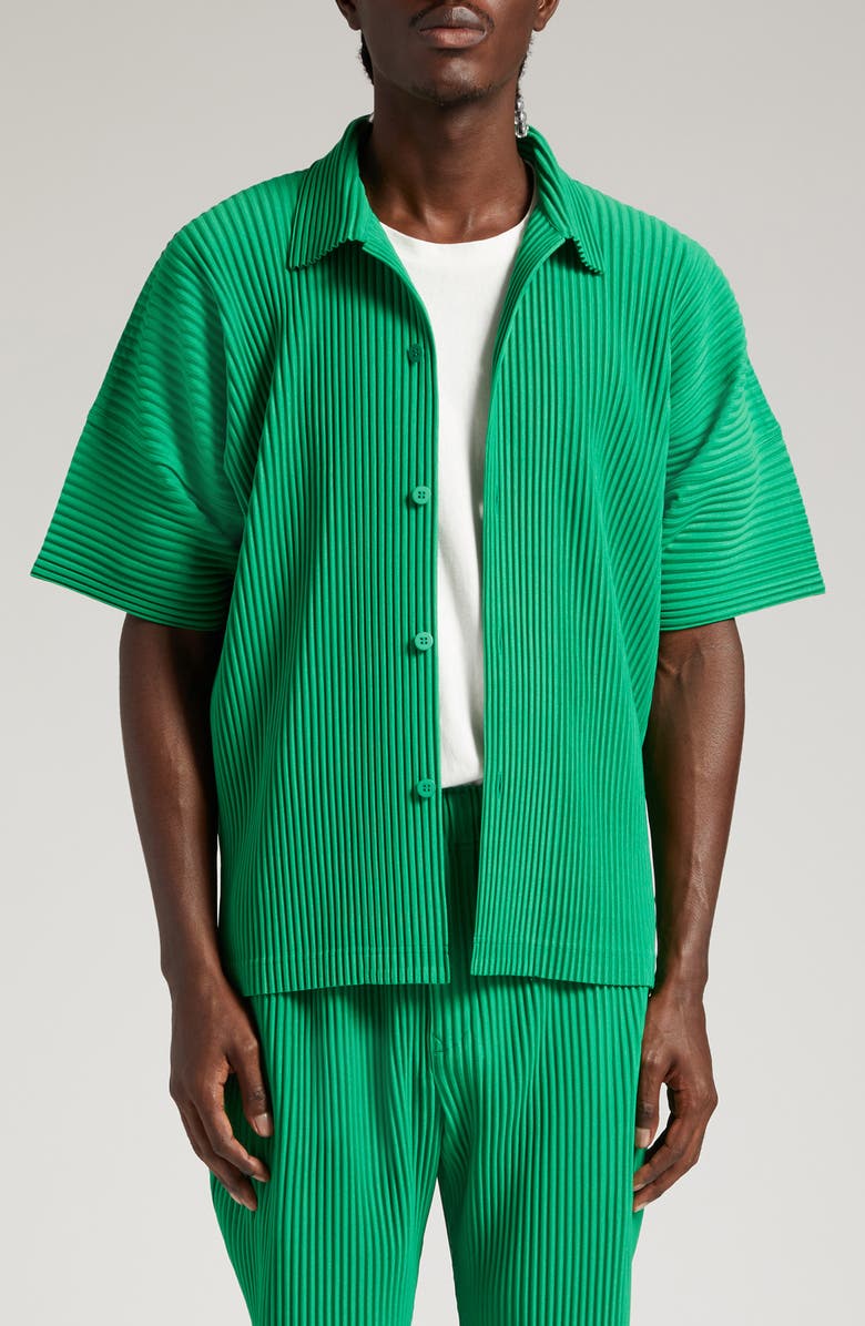 Homme Plissé Issey Miyake Monthly Colors July Pleated Short Sleeve Button-Up Shirt, Main, color, 