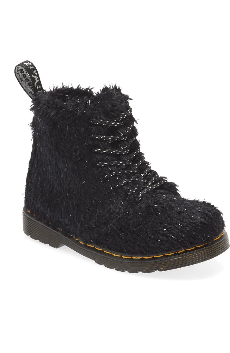 Dr. Martens Kids' 1460 Tinsel Faux Fur Boot, Main, color,