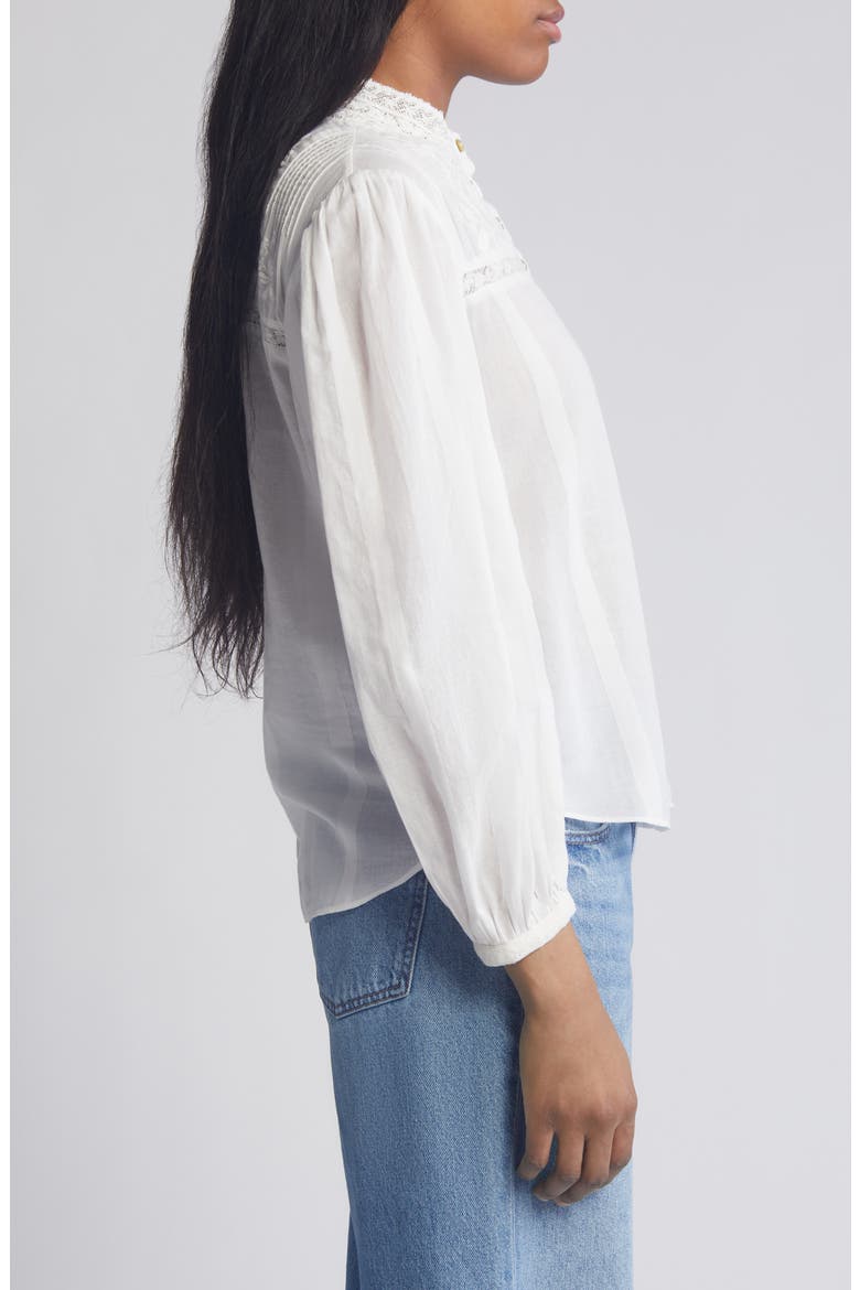 Ronda Lace Inset Cotton Blouse, Alternate, color, ANTIQUE WHITE
