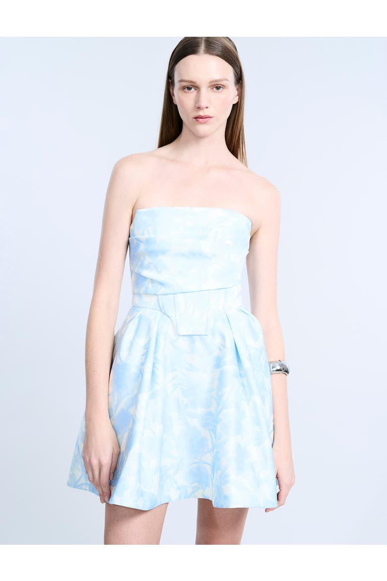 Peak Top Stitch Cocktail Dress, Alternate, color, Sky Floral Print