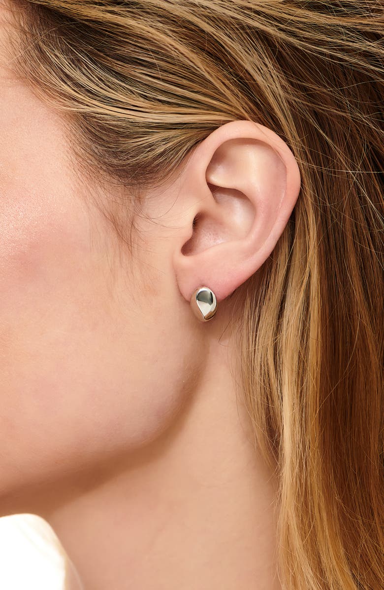 DEVATA Beveled Curved Dome Stud Earrings, Alternate, color, Silver