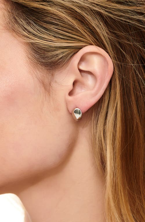 Devata Beveled Curved Dome Stud Earrings In Silver