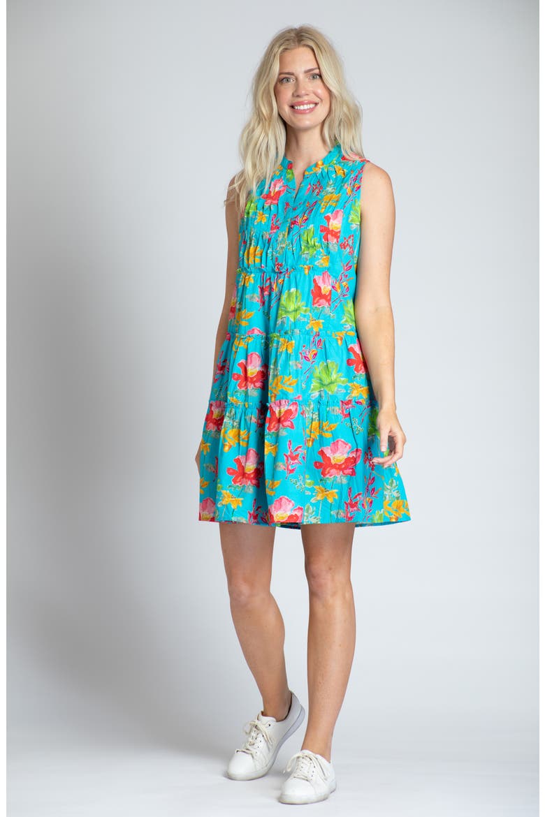 Print Pintuck Sleeveless Babydoll Dress, Alternate, color, GREEN MULTI