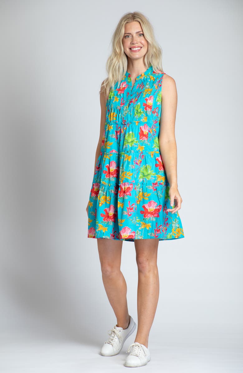APNY Print Pintuck Sleeveless Babydoll Dress, Alternate, color,