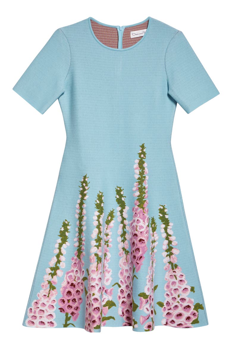 Foxglove Jacquard Knit Fit & Flare Dress, Alternate, color, LILAC/ SKY