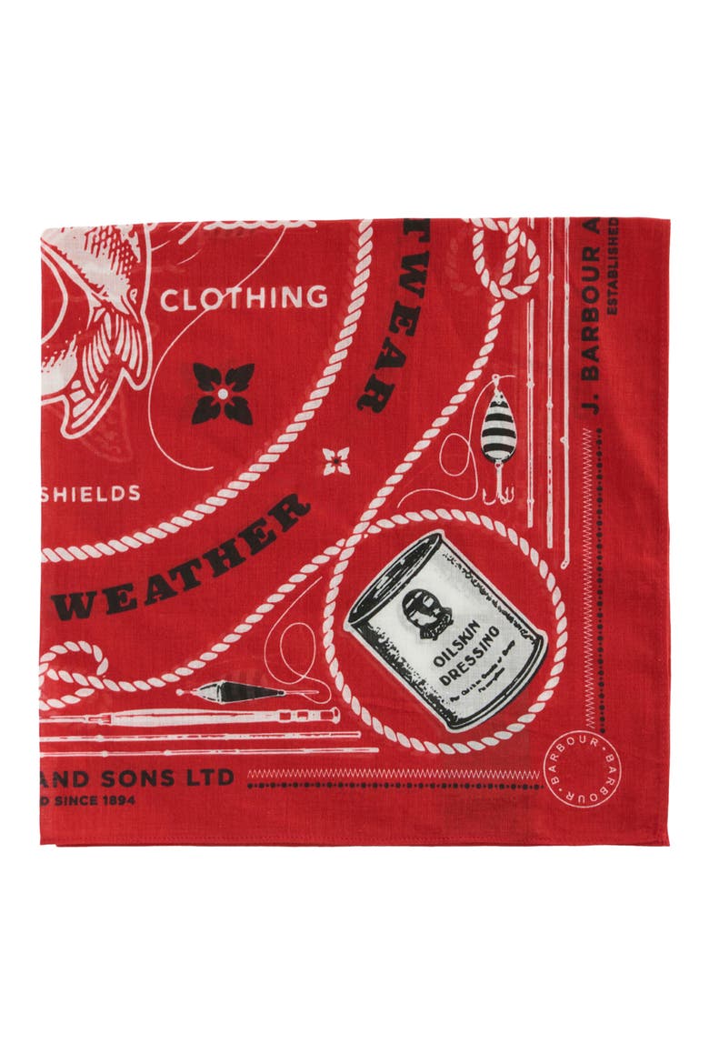 Heritage Print Cotton Bandana Scarf, Alternate, color, RED