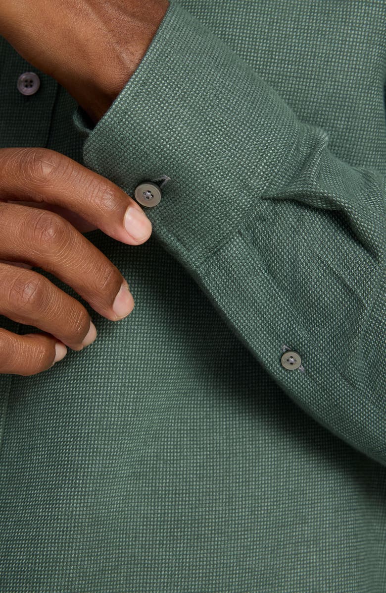 UNTUCKit Veneto Regular Fit Textured Wrinkle Free Cotton Button-Down Shirt, Alternate, color, Forest Green