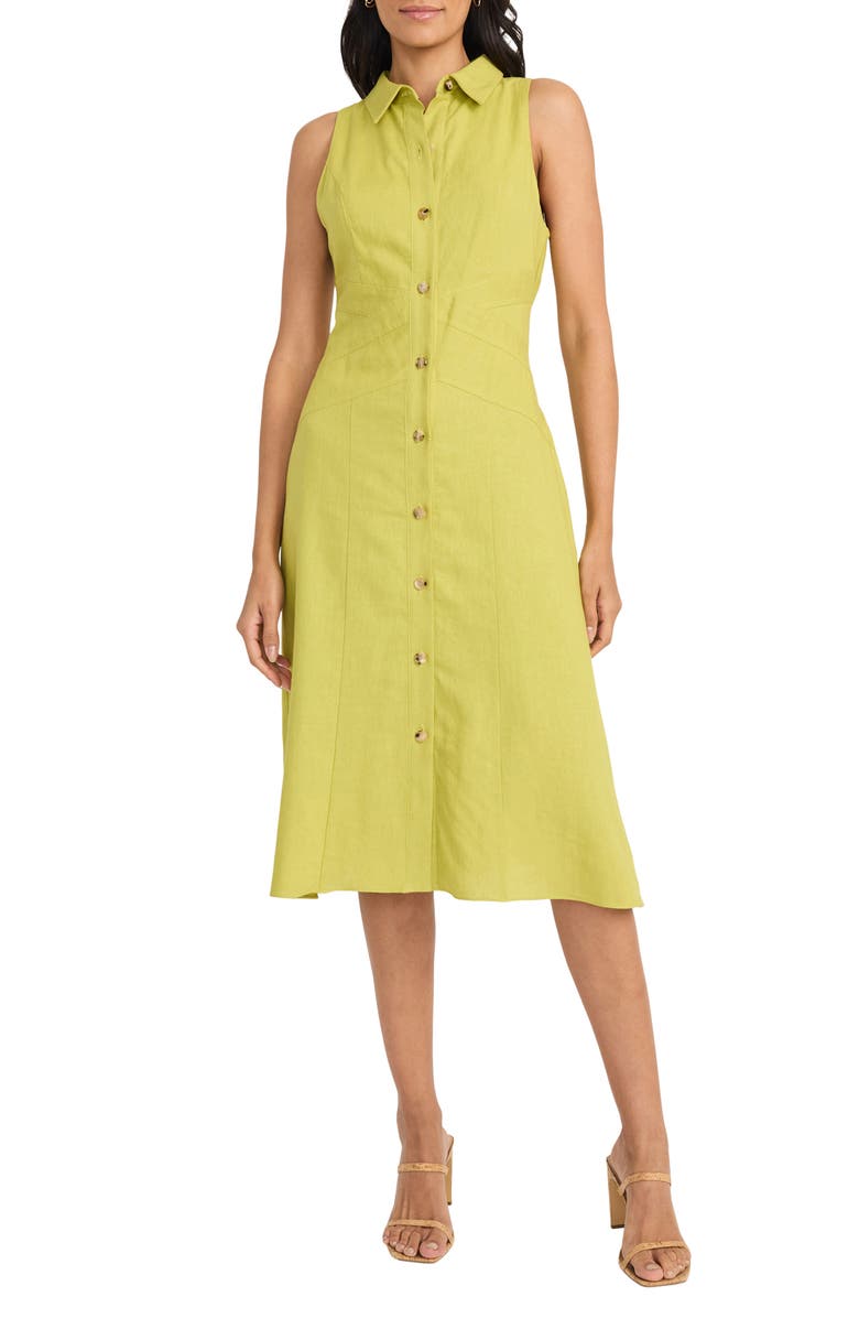Sleeveless Linen Blend Shirtdress