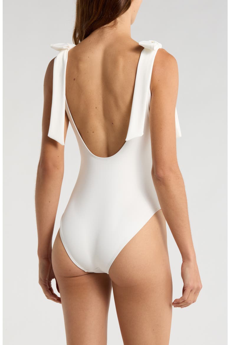 Delfina Bow Strap One-Piece Swimsuit, Alternate, color, SOLID WHITE