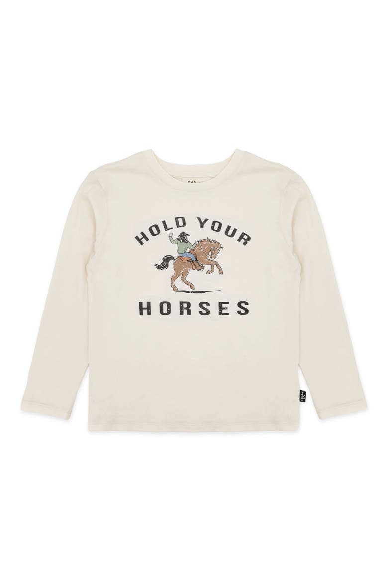 Hold Your Horses Long Sleeve Cotton Graphic T-Shirt, Main, color, NATURAL