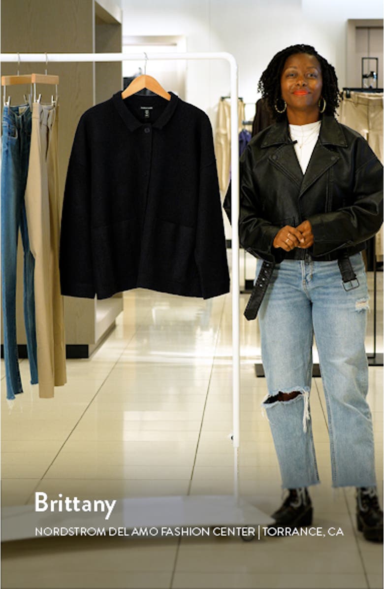 Boxy Spread Collar Boiled Wool Jacket, sales video thumbnail