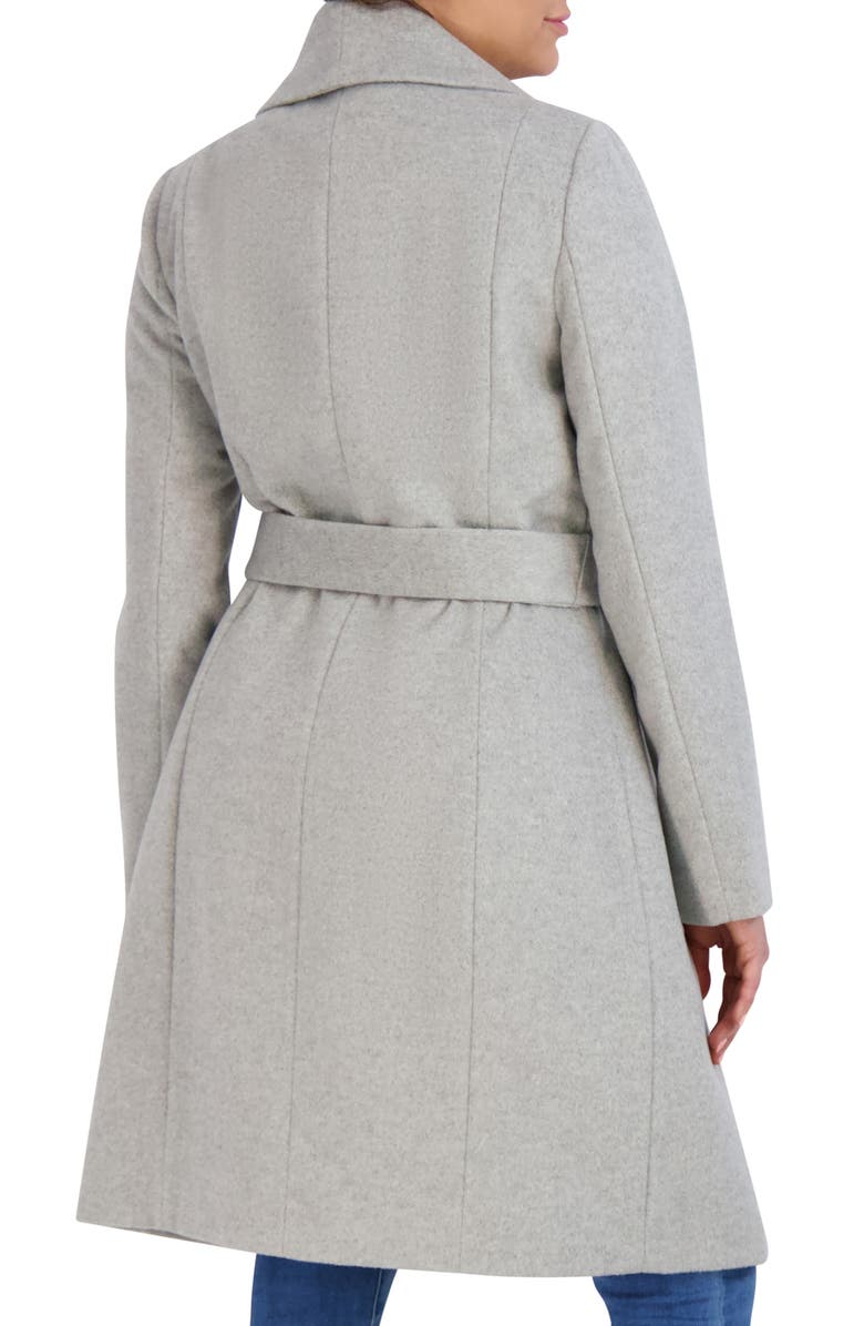 Cole Haan Signature Slick Wool Blend Wrap Coat, Alternate, color, Light Grey