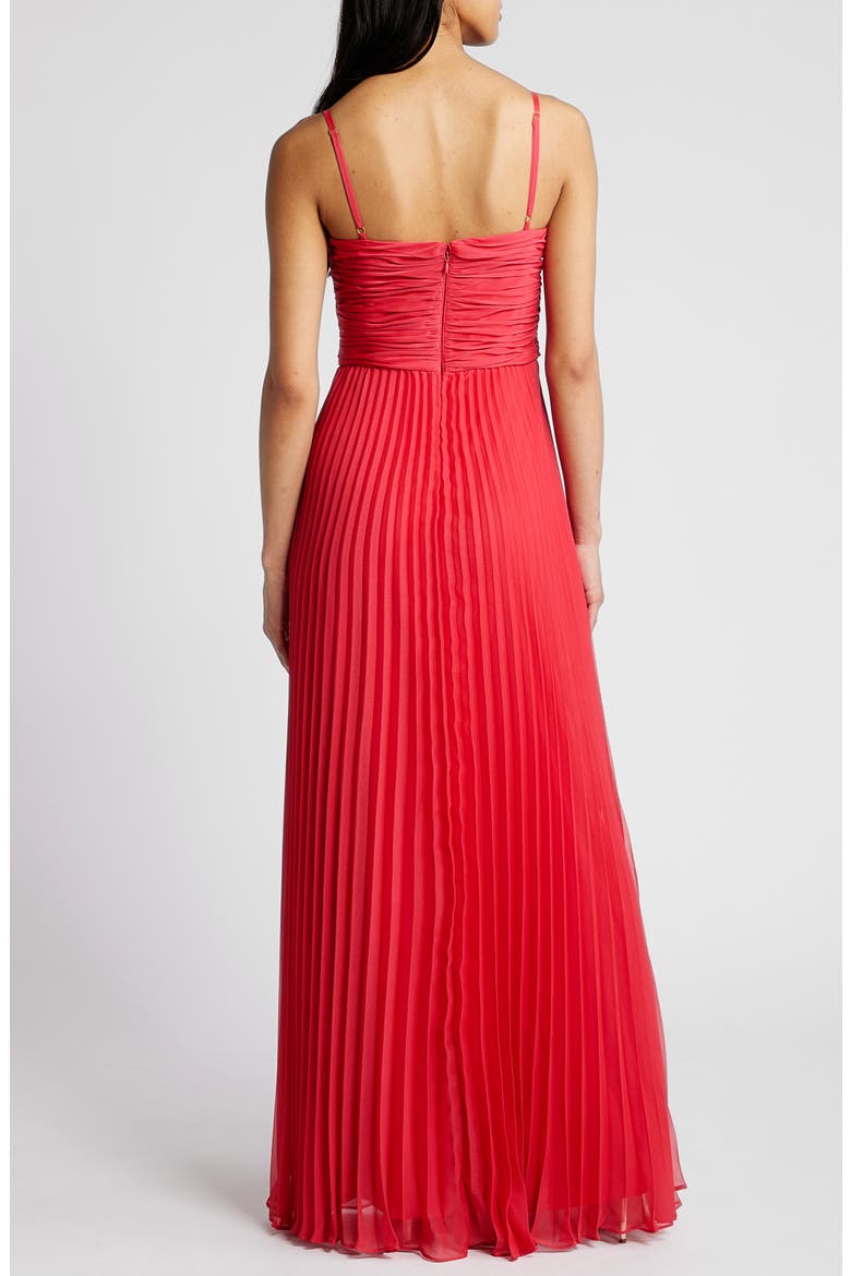 Ruched & Pleated Gown, Alternate, color, WATERMELON