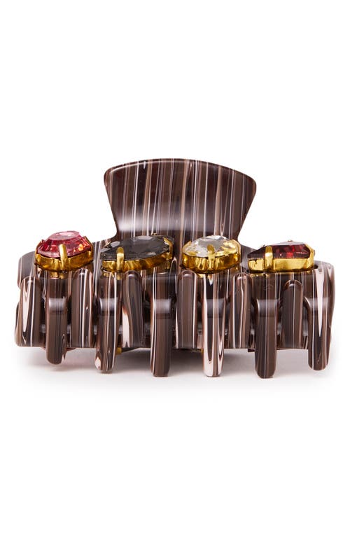 Lele Sadoughi Mini Crystal Hair Claw Clip In Brown