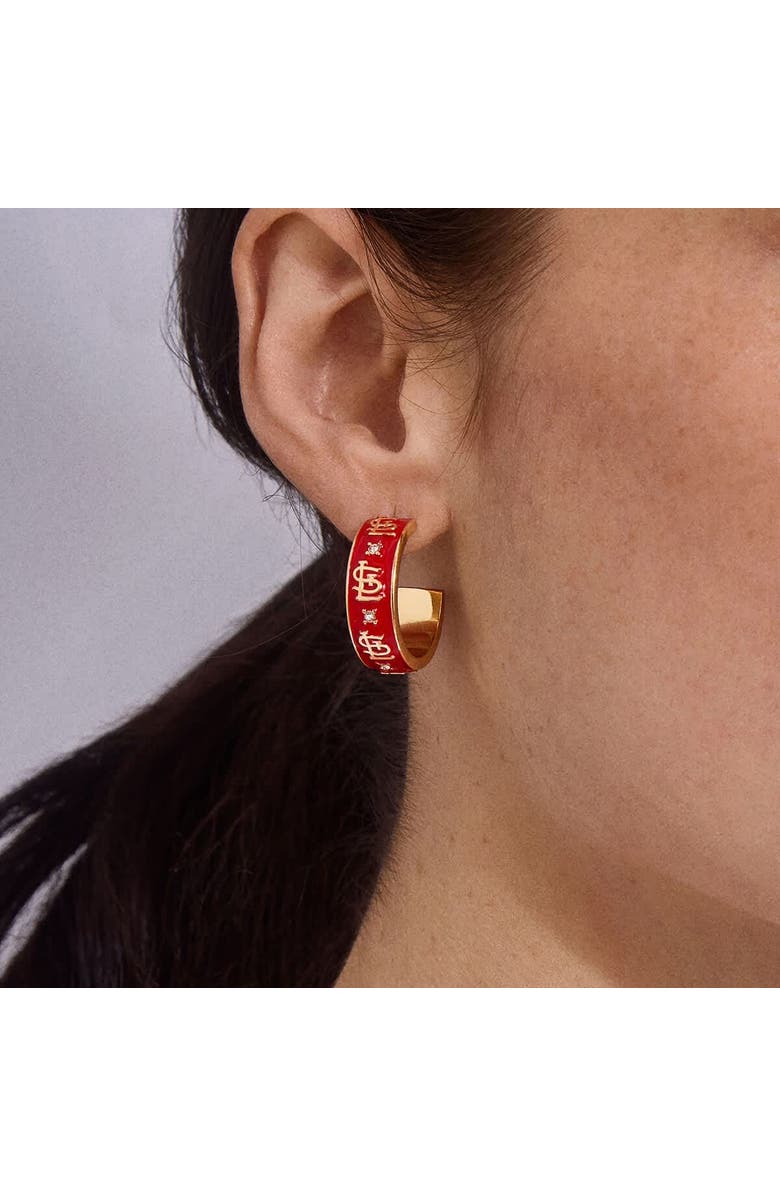 WEAR by Erin Andrews x BaubleBar St. Louis Cardinals Enamel Hoop Earrings, Alternate, color, 