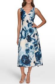Donna Karan New York Floral Empire Waist A-Line Dress