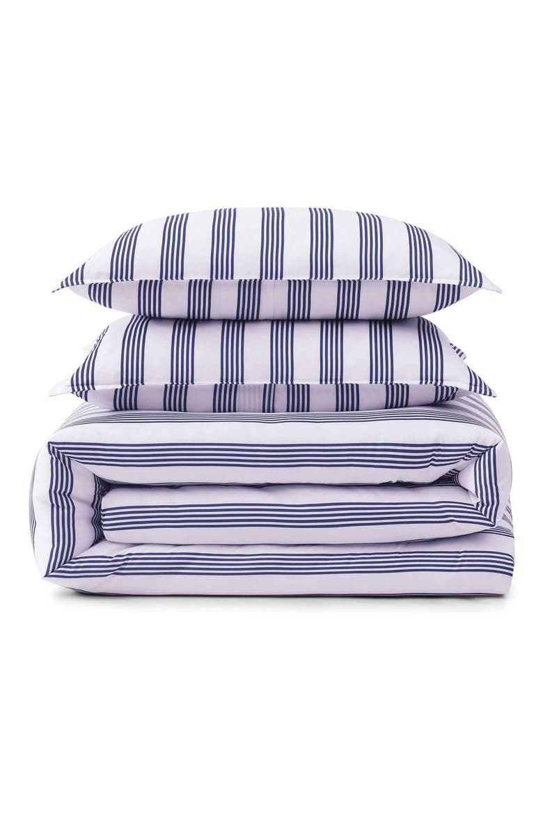 Campus Stripe 4-Piece Bedding Set, Main, color, WHITE/ BLUE