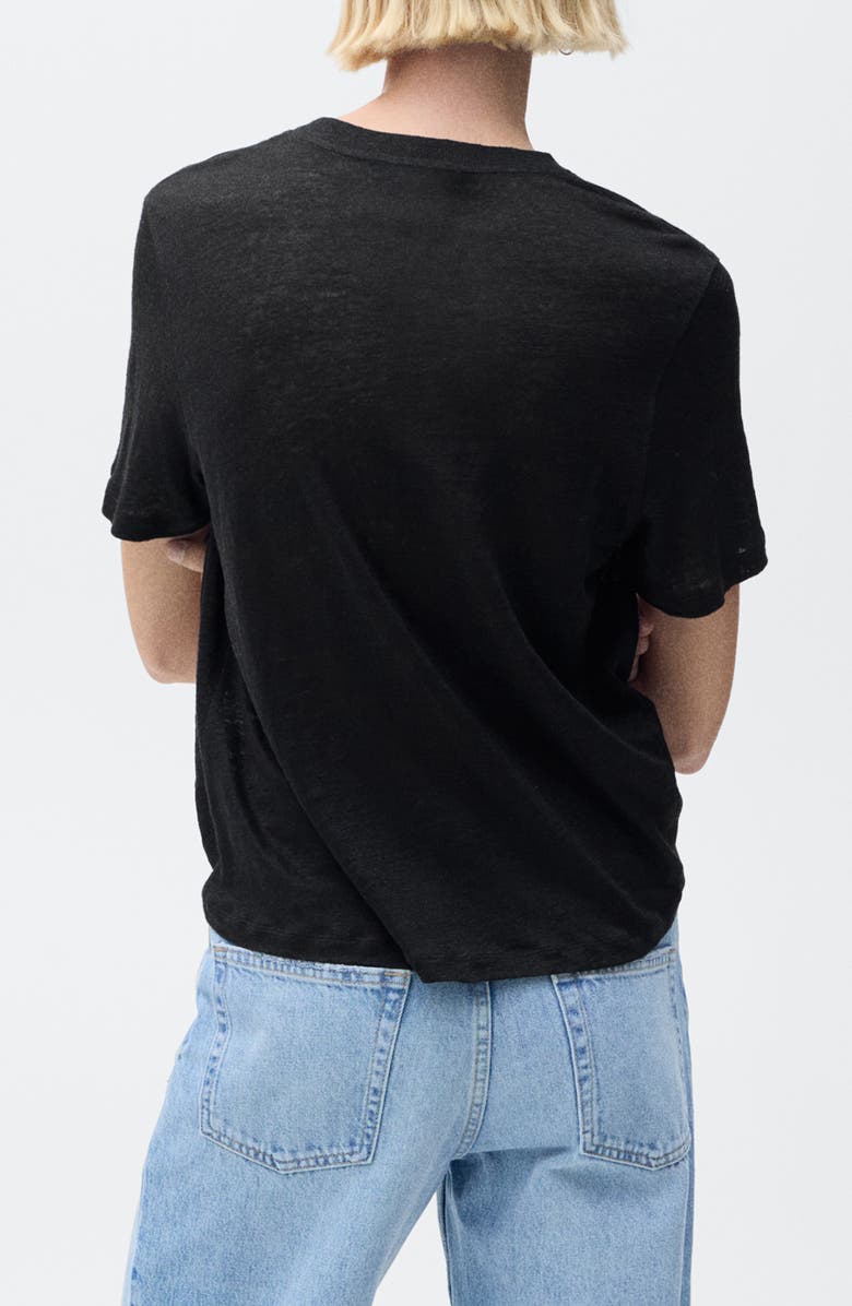 MANGO Crewneck Linen T-Shirt, Alternate, color,