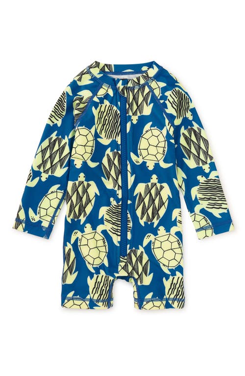 Tea Collection Rash Guard Baby Swimsuit In Tiled Turtles