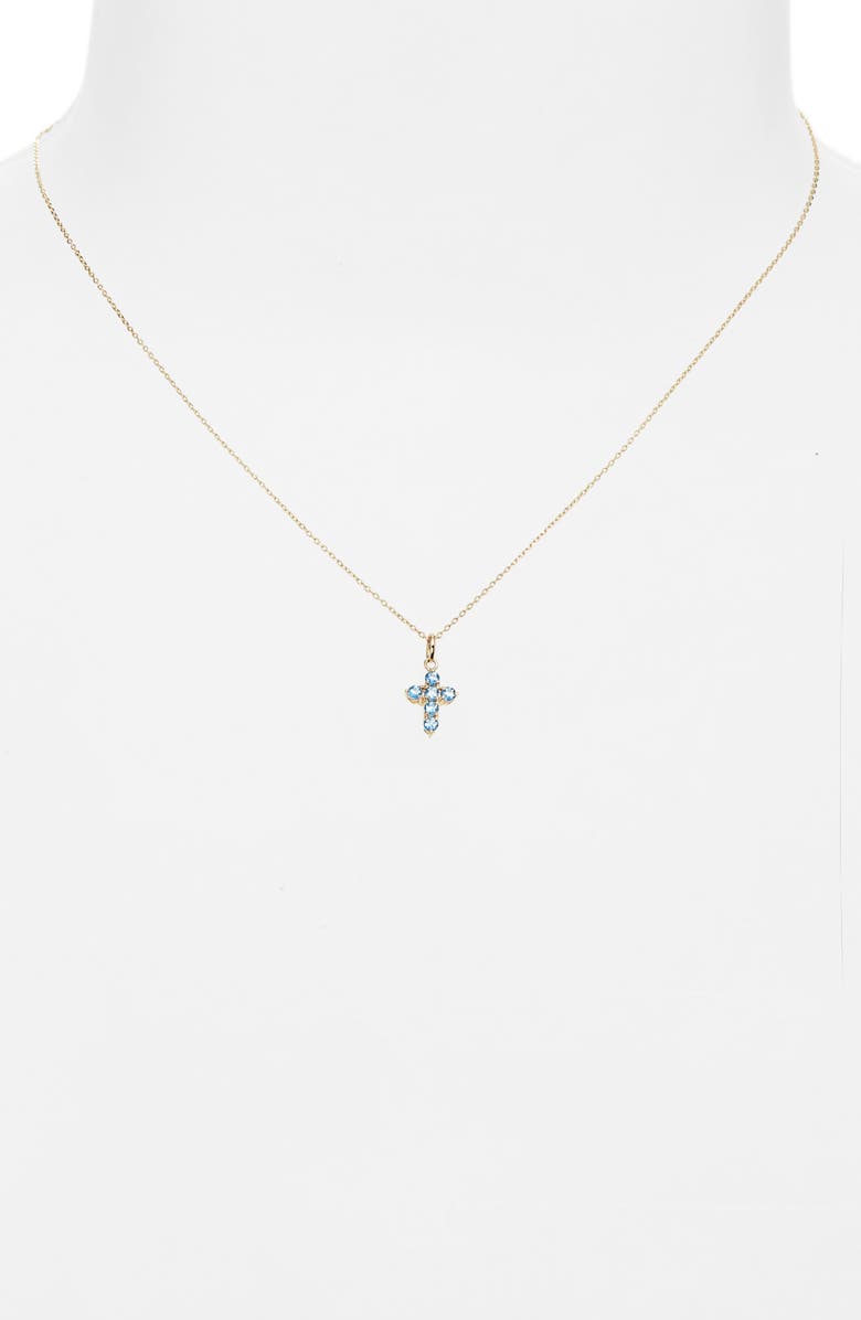Bony Levy Blue Topaz Cross Pendant Necklace, Alternate, color,