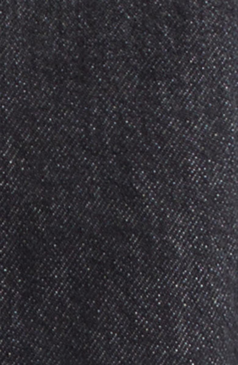 Versace Studded Fitted Denim Dress, Alternate, color, Black