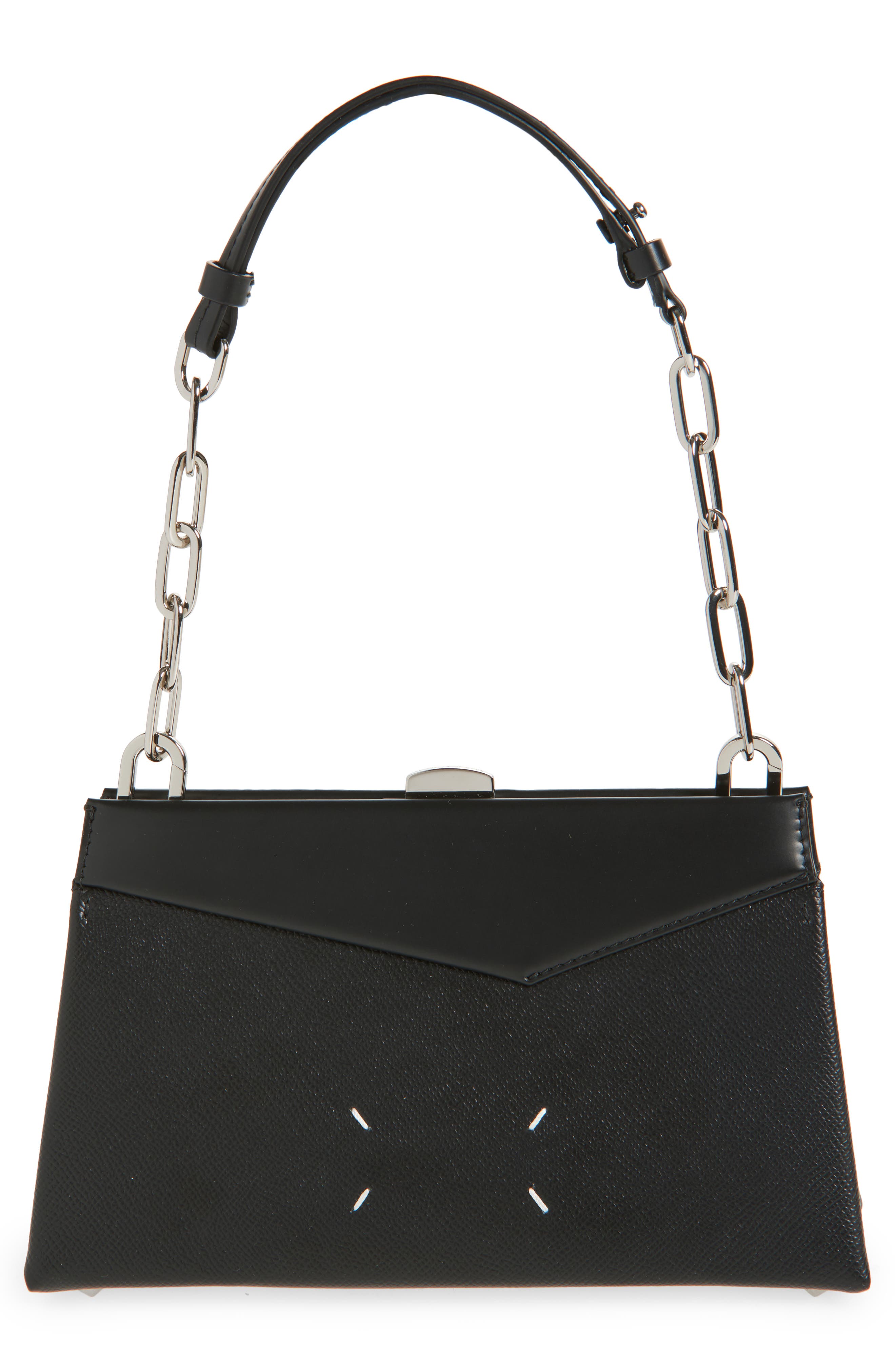 Maison Margiela Snatched Leather Shoulder Bag, Alternate, color, Black