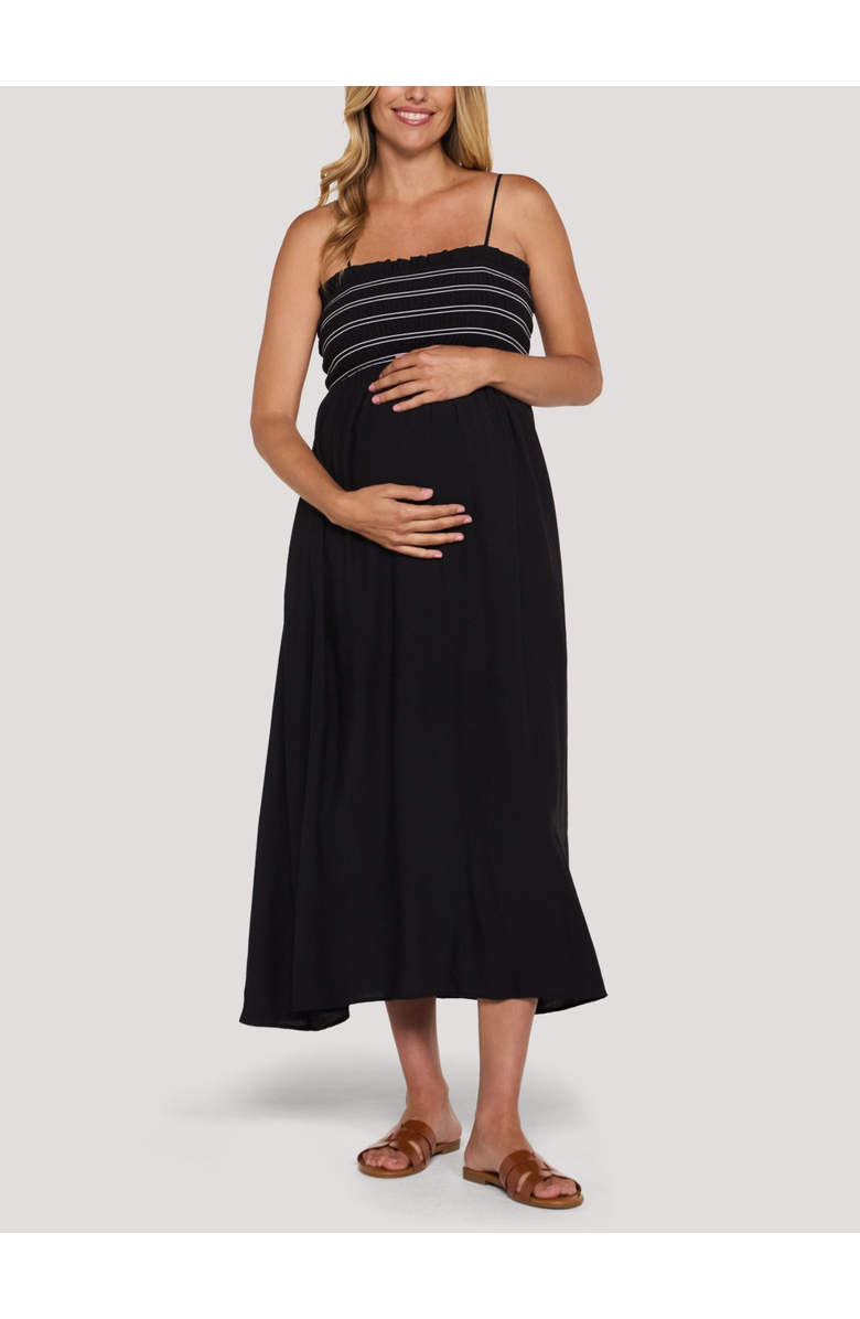 MOTHERHOOD MATERNITY Smocked Maxi Dress With Removable Straps, Main, color, Black