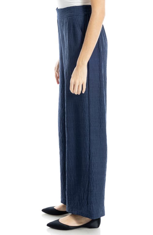 Max Studio Textured Woven Wide Leg Pants In Blue