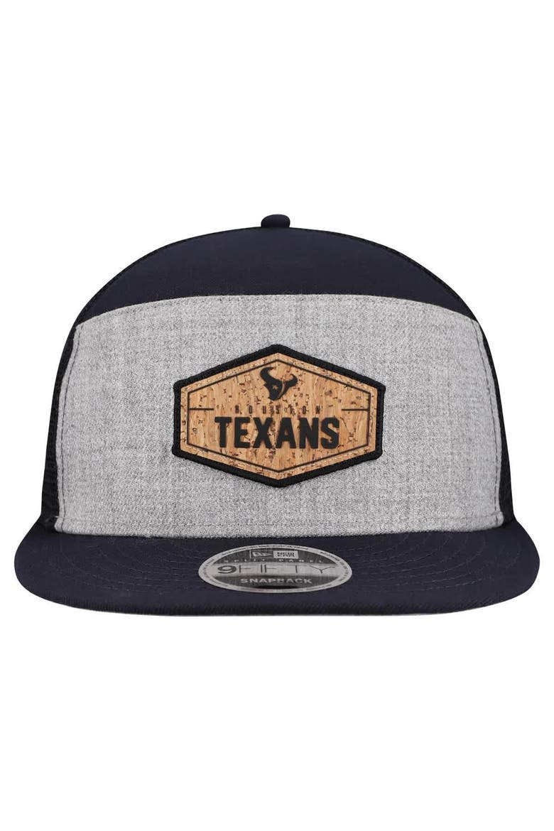 Men's New Era  Gray/Navy Houston Texans Cork Split Panel 9FIFTY Trucker Snapback Hat, Alternate, color, Gray