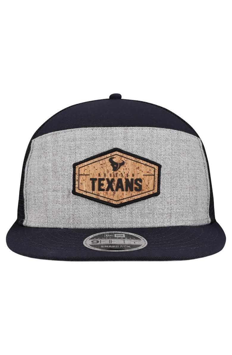 New Era Men
s New Era  Gray/Navy Houston Texans Cork Split Panel 9FIFTY Trucker Snapback Hat, Alternate, color, Gray