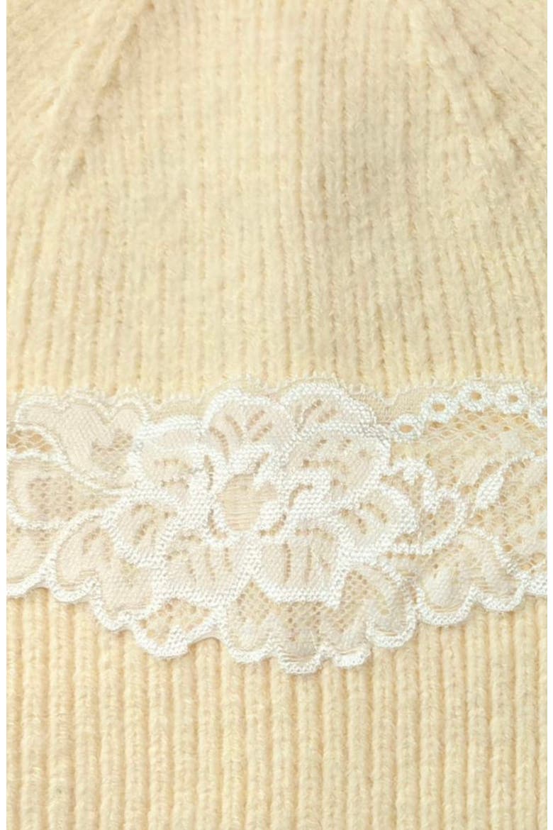Lace Applique Beanie, Alternate, color, IVORY