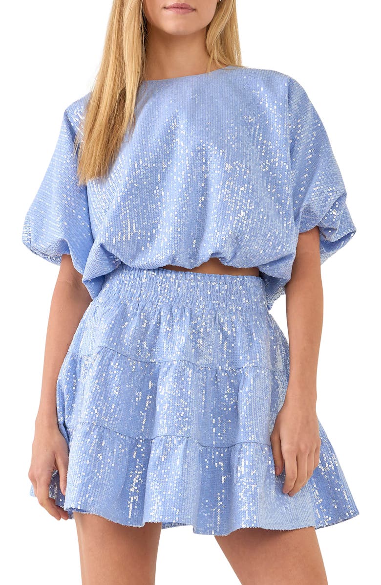 Endless Rose Sequins Crop Top, Alternate, color, Powder Blue